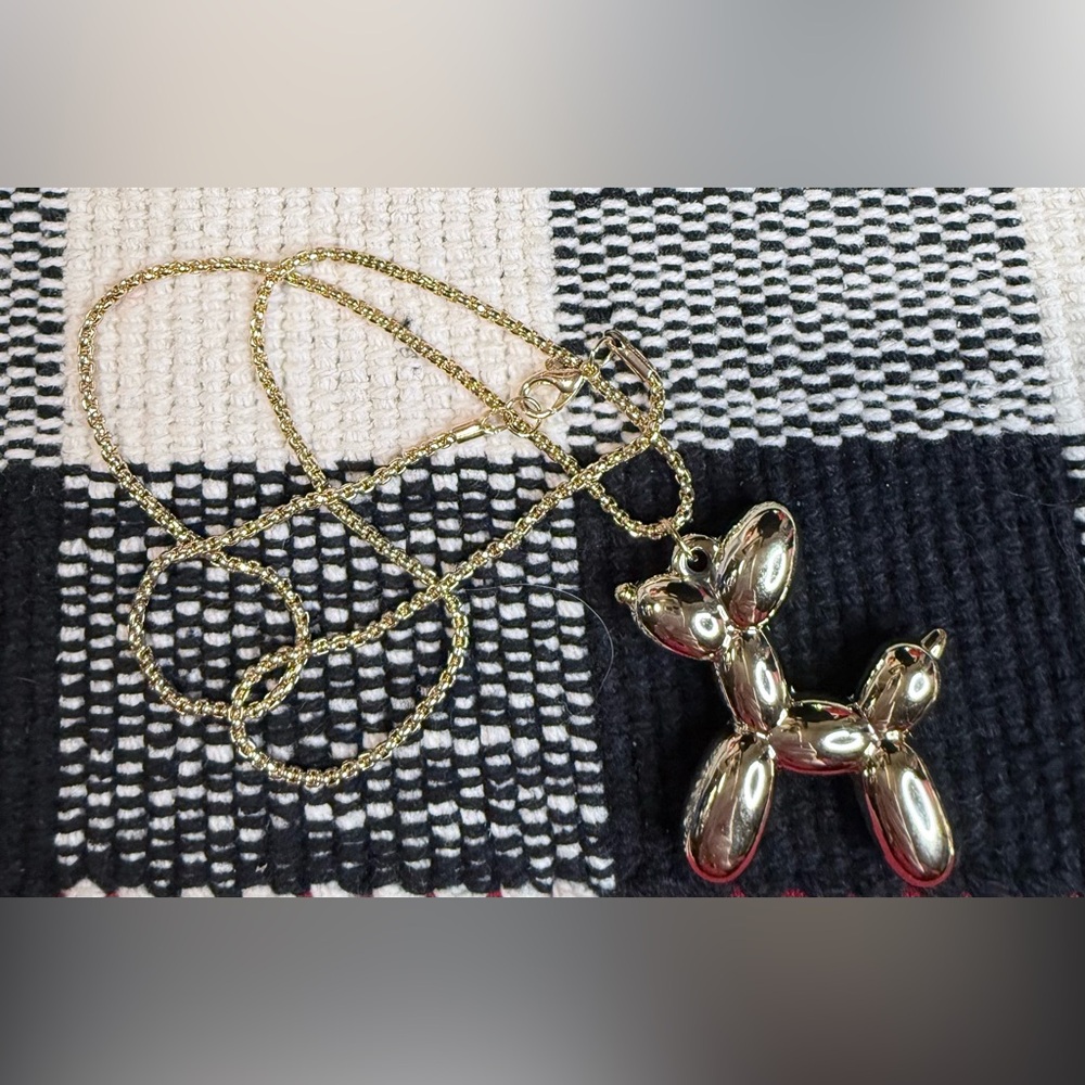 Gold Tone Balloon Dog Necklace